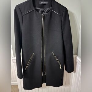 Zara Black Trench Coat with Gold Accents